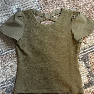 Anthropologie Khaki Short Sleeve Top